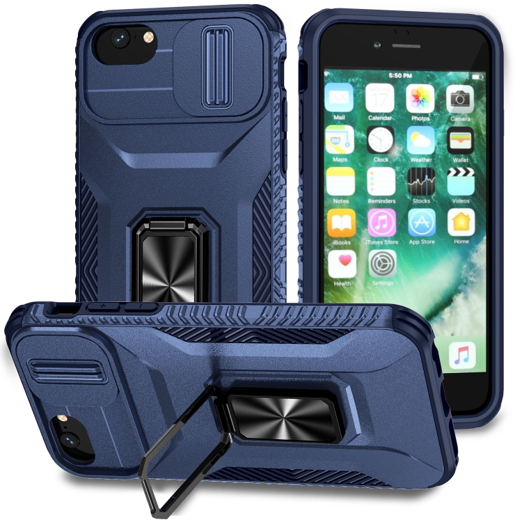 

For iPhone 7 Sliding Camshield Holder Phone Case(Blue)
