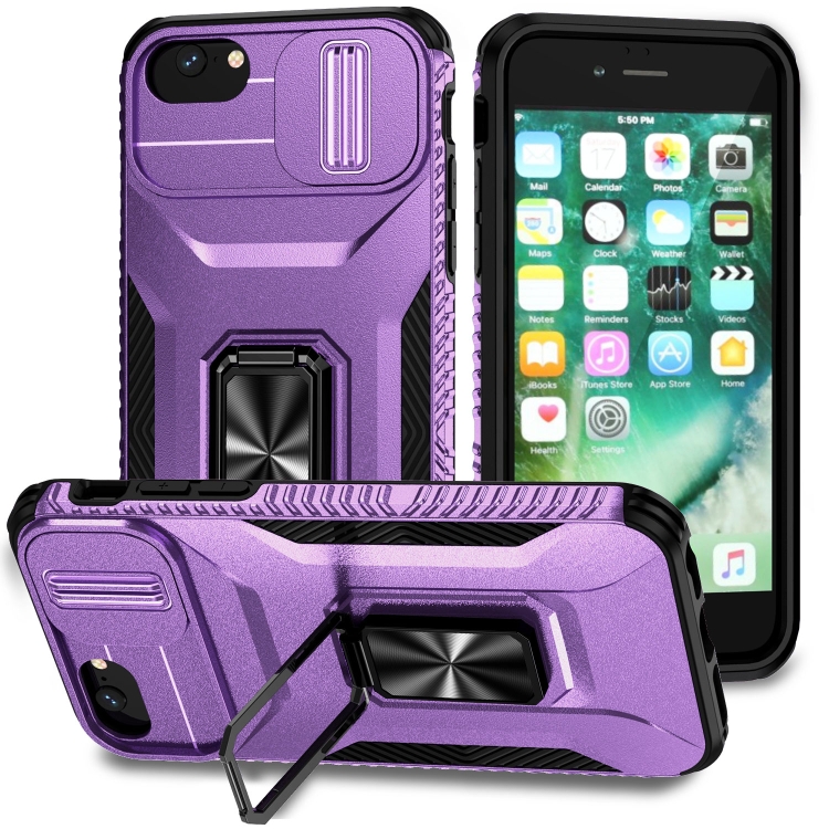 

For iPhone 7 Sliding Camshield Holder Phone Case(Purple)