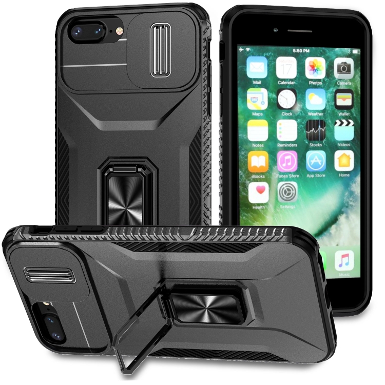 

For iPhone 7 Plus Sliding Camshield Holder Phone Case(Black)