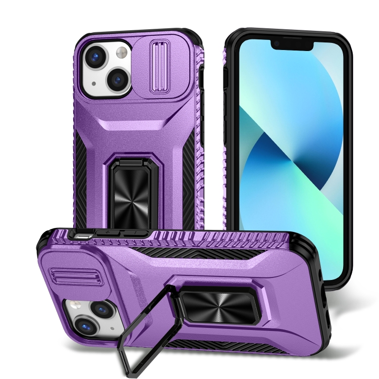 

For iPhone 13 mini Sliding Camshield Holder Phone Case(Purple)