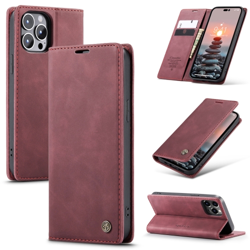 

For iPhone 15 Pro CaseMe 013 Multifunctional Horizontal Flip Leather Phone Case(Wine Red)