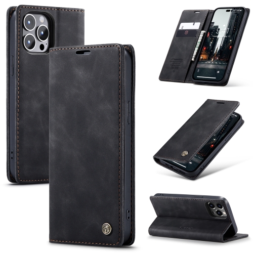 

For iPhone 15 Pro CaseMe 013 Multifunctional Horizontal Flip Leather Phone Case(Black)