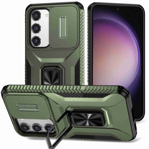 

For Samsung Galaxy S23 5G Sliding Camshield Holder Phone Case(Alpine Green)
