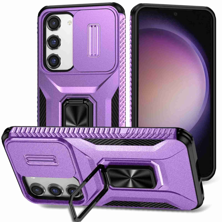 

For Samsung Galaxy S23 5G Sliding Camshield Holder Phone Case(Purple)