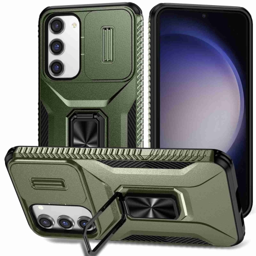 

For Samsung Galaxy S23+ 5G Sliding Camshield Holder Phone Case(Alpine Green)