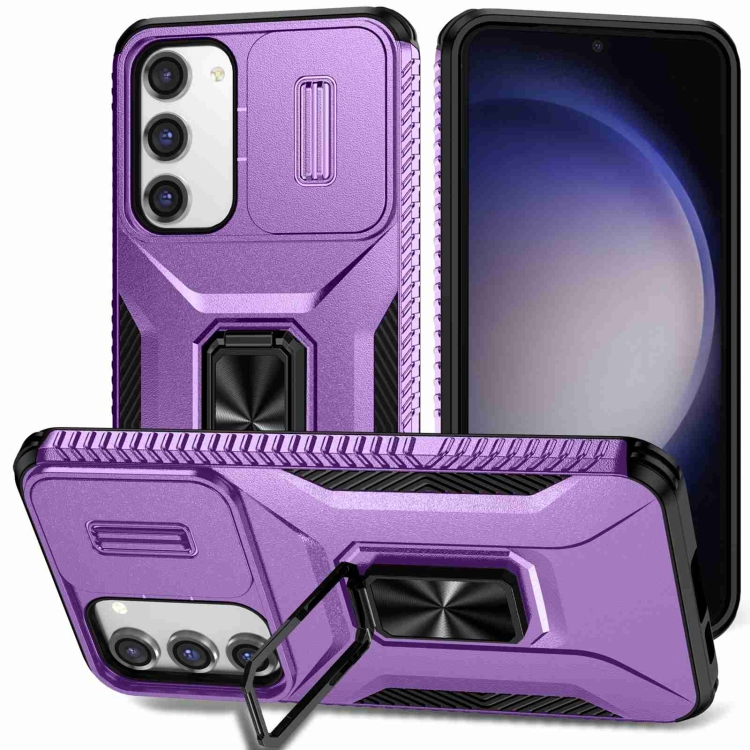 

For Samsung Galaxy S23+ 5G Sliding Camshield Holder Phone Case(Purple)