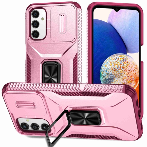

For Samsung Galaxy A14 5G Sliding Camshield Holder Phone Case(Pink + Rose Red)