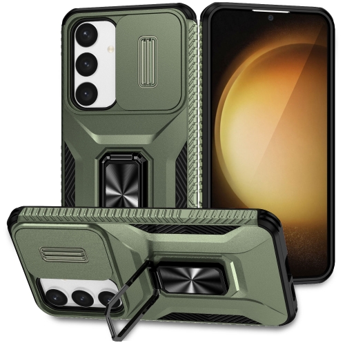 

For Samsung Galaxy S24+ 5G Sliding Camshield Holder Phone Case(Alpine Green)