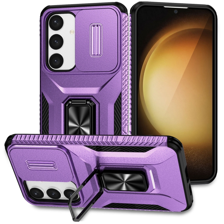 

For Samsung Galaxy S24+ 5G Sliding Camshield Holder Phone Case(Purple)