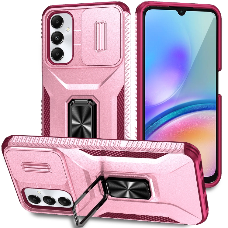 

For Samsung Galaxy A05s Sliding Camshield Holder Phone Case(Pink + Rose Red)