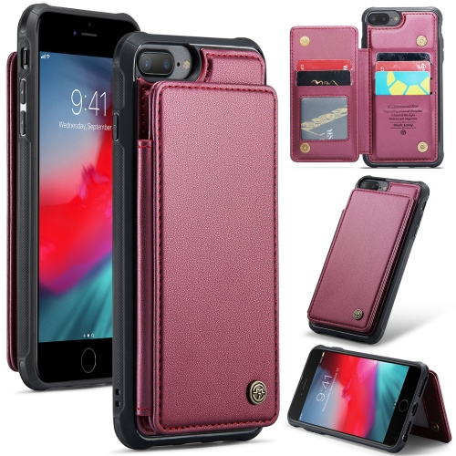 

For iPhone 8 Plus / 7 Plus CaseMe C22 Card Slots Holder RFID Anti-theft Phone Case(Wine Red)