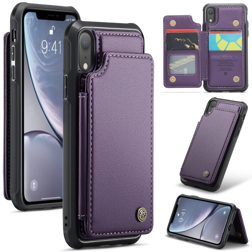 

For iPhone XR CaseMe C22 Card Slots Holder RFID Anti-theft Phone Case(Purple)