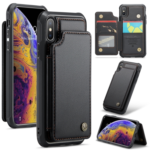 For iPhone XS Max CaseMe C22 Card Slots Holder RFID Anti-theft Phone Case(Black)