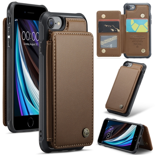 

For iPhone SE 2022 / SE 2020 CaseMe C22 Card Slots Holder RFID Anti-theft Phone Case(Brown)