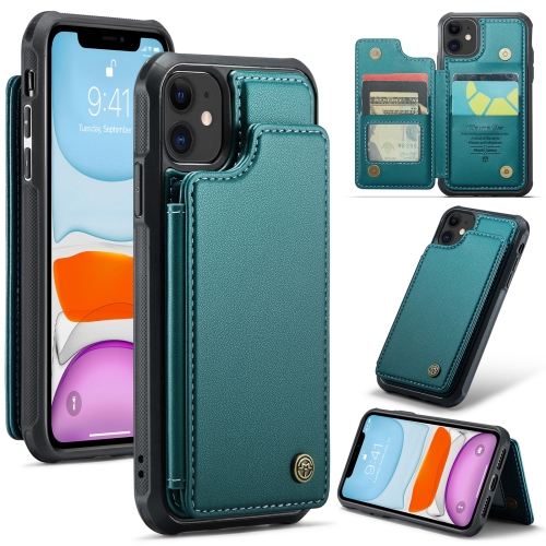 

For iPhone 11 CaseMe C22 Card Slots Holder RFID Anti-theft Phone Case(Blue Green)
