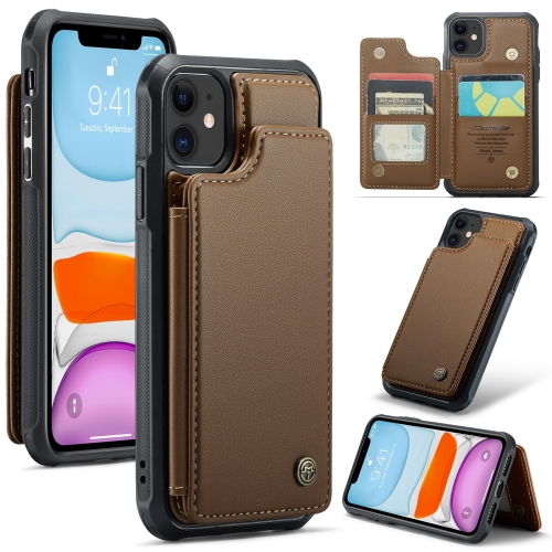 

For iPhone 11 CaseMe C22 Card Slots Holder RFID Anti-theft Phone Case(Brown)