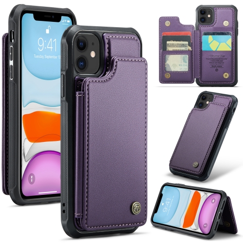 

For iPhone 11 CaseMe C22 Card Slots Holder RFID Anti-theft Phone Case(Purple)