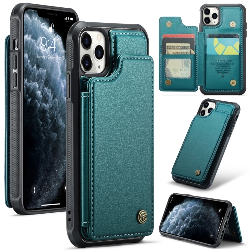 

For iPhone 11 Pro CaseMe C22 Card Slots Holder RFID Anti-theft Phone Case(Blue Green)