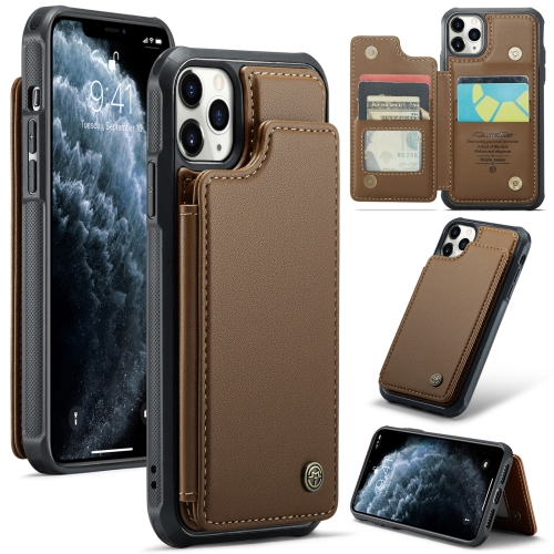 

For iPhone 11 Pro CaseMe C22 Card Slots Holder RFID Anti-theft Phone Case(Brown)
