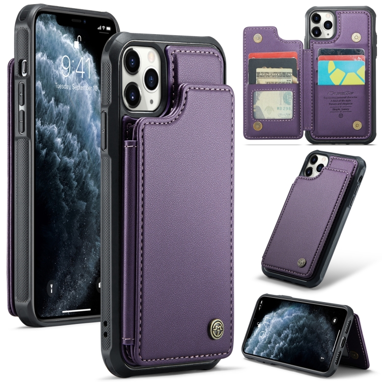 

For iPhone 11 Pro Max CaseMe C22 Card Slots Holder RFID Anti-theft Phone Case(Purple)