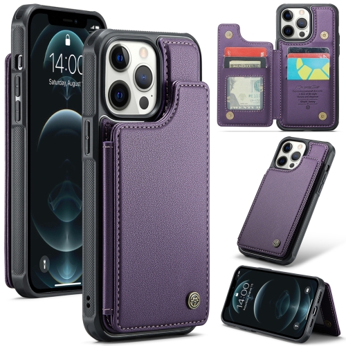 

For iPhone 12 Pro Max CaseMe C22 Card Slots Holder RFID Anti-theft Phone Case(Purple)
