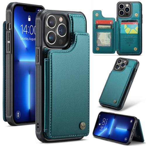 

For iPhone 13 Pro Max CaseMe C22 Card Slots Holder RFID Anti-theft Phone Case(Blue Green)