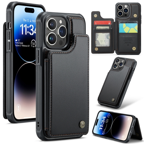 

For iPhone 14 Pro Max CaseMe C22 Card Slots Holder RFID Anti-theft Phone Case(Black)