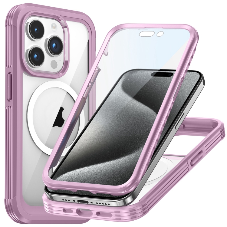 

For iPhone 15 Pro Max Life Waterproof MagSafe Magnetic Rugged Phone Case(Pink)