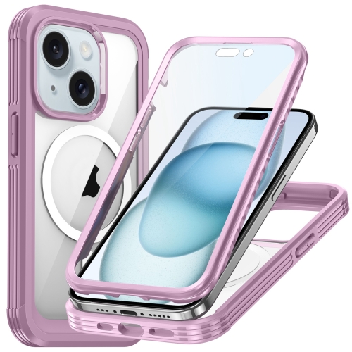 For iPhone 15 Life Waterproof MagSafe Magnetic Rugged Phone Case(Pink) 210d heavy duty boat cover center console t top roof boat cover waterproof anti uv anti smashing tear proof durable yacht cover