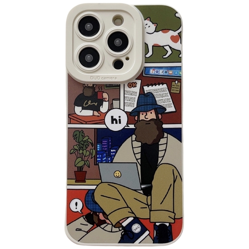 

For iPhone 15 Pro Liquid Angel Eyes Bearded TPU Phone Case(Beige)
