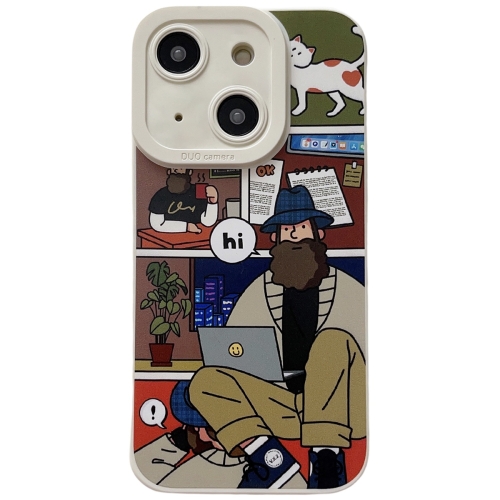 

For iPhone 15 Liquid Angel Eyes Bearded TPU Phone Case(Beige)