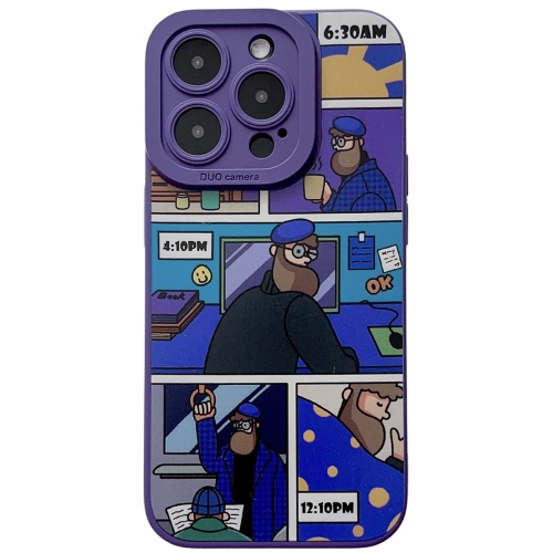 

For iPhone 14 Pro Max Liquid Angel Eyes Bearded TPU Phone Case(Purple)