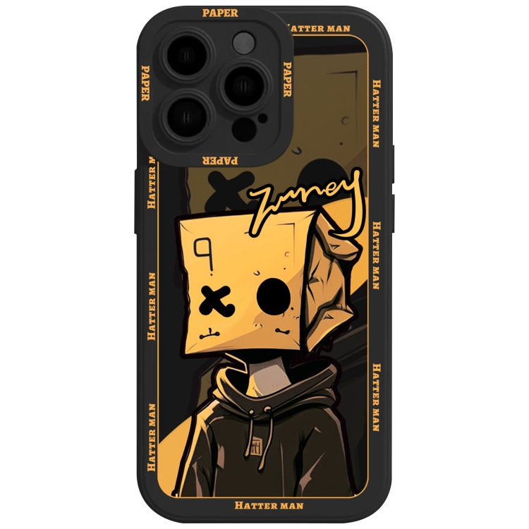 

For iPhone 15 Pro Liquid Angel Eyes Paper Bag Man TPU Phone Case(Black)
