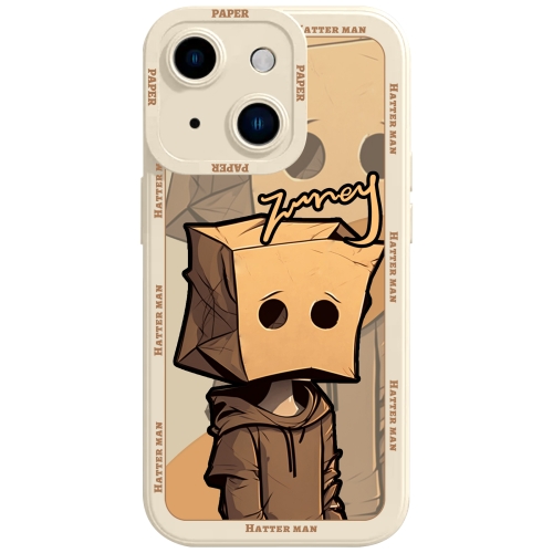 

For iPhone 15 Liquid Angel Eyes Paper Bag Man TPU Phone Case(Beige)