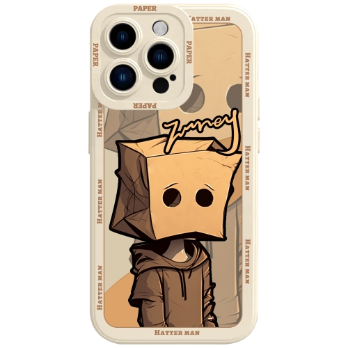 

For iPhone 13 Pro Liquid Angel Eyes Paper Bag Man TPU Phone Case(Beige)