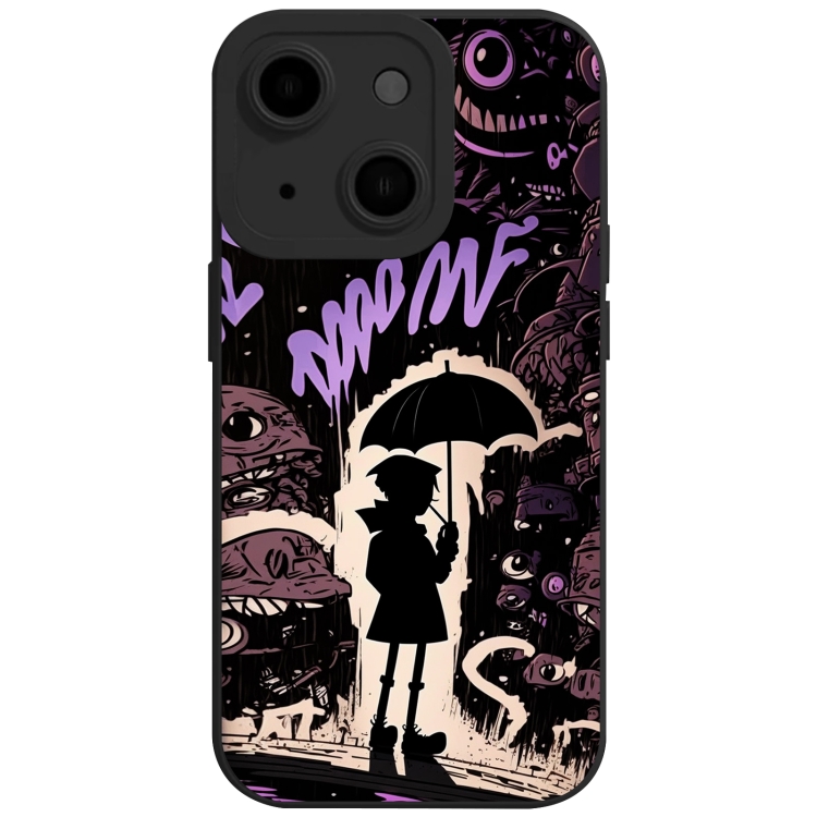 

For iPhone 15 Plus Liquid Angel Eyes Bumbershoot TPU Phone Case(Black Boy)
