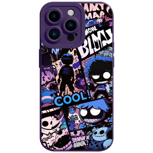 

For iPhone 13 Pro Liquid Angel Eyes Comics TPU Phone Case(Purple Bottom COOL)