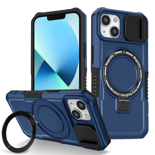 

For iPhone 13 Sliding Camshield Magsafe Holder TPU Hybrid PC Phone Case(Royal Blue)