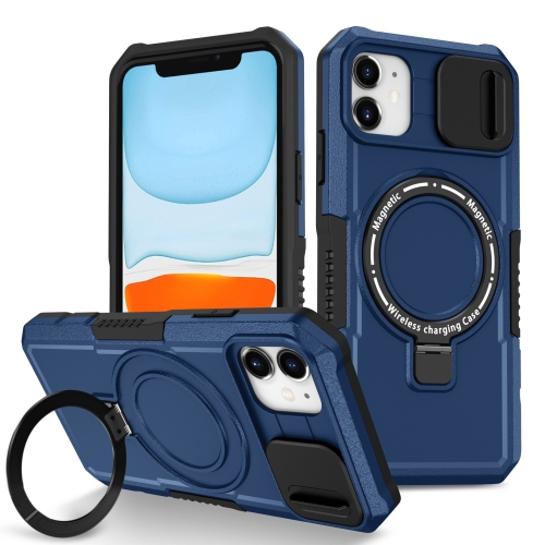 

For iPhone 12 Sliding Camshield Magsafe Holder TPU Hybrid PC Phone Case(Royal Blue)