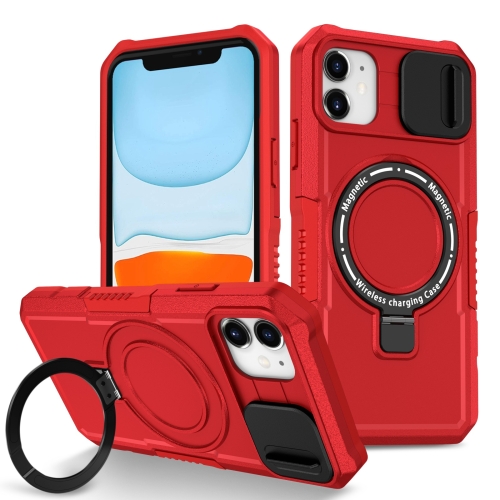 

For iPhone 12 Sliding Camshield Magsafe Holder TPU Hybrid PC Phone Case(Red)