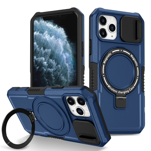 

For iPhone 11 Pro Sliding Camshield Magsafe Holder TPU Hybrid PC Phone Case(Royal Blue)