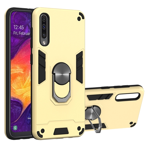 

For Samsung Galaxy A50 & A30s & A50s 2 in 1 Armour Series PC + TPU Protective Case with Ring Holder(Gold)