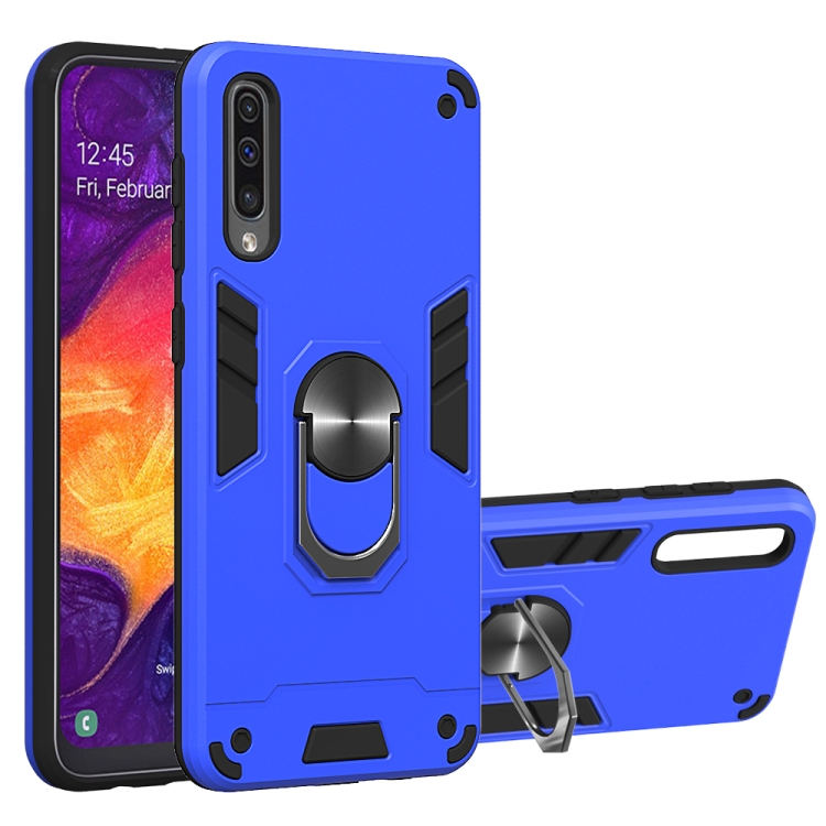 

For Samsung Galaxy A50 & A30s & A50s 2 in 1 Armour Series PC + TPU Protective Case with Ring Holder(Dark Blue)