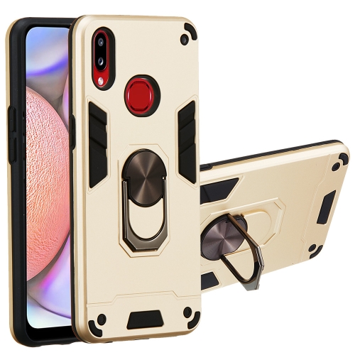 

For Samsung Galaxy A10s 2 in 1 Armour Series PC + TPU Protective Case with Ring Holder(Gold)