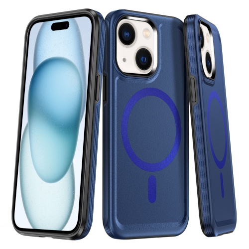 For iPhone 15 Plus Shield Armor MagSafe TPU Hybrid PC Phone Case(Blue) чехол vrs design damda high pro shield для galaxy s10 plus pink blue 906965