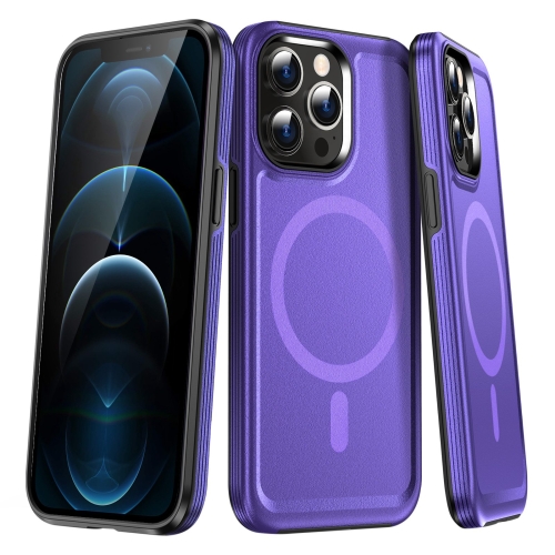 For iPhone 12 Pro Max Shield Armor MagSafe TPU Hybrid PC Phone Case(Purple) outdoor neck hanging fan usb charging portable ultra long endurance lazy leafless silent cooling fan 선풍기 에어컨