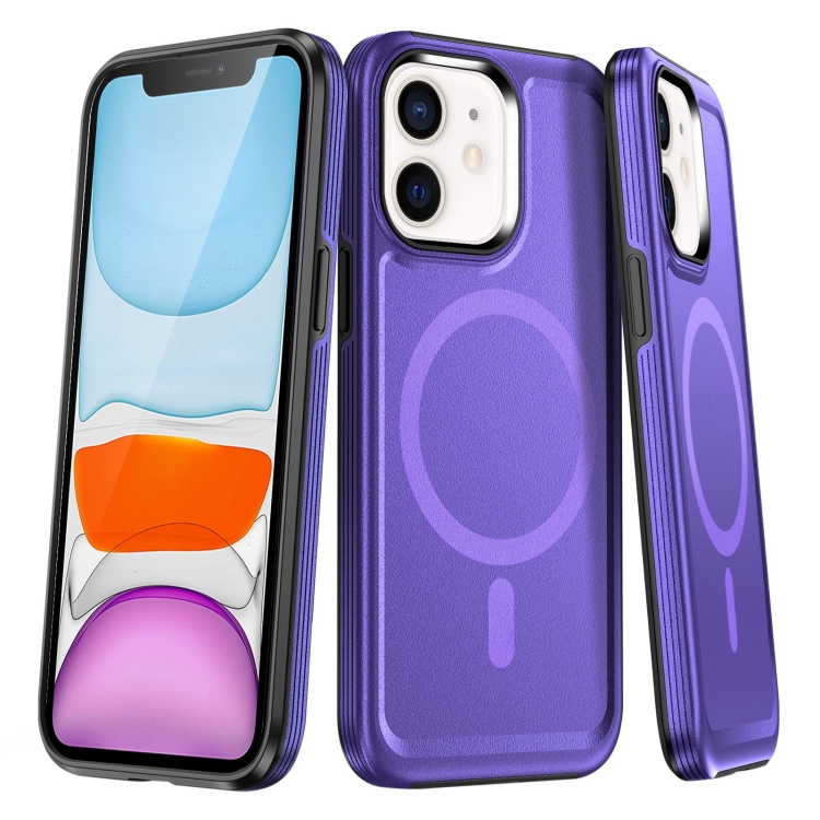 

For iPhone 11 Shield Armor MagSafe TPU Hybrid PC Phone Case(Purple)