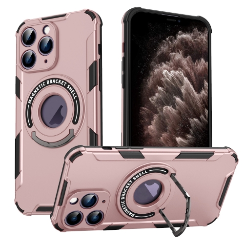 

For iPhone 11 Pro Max MagSafe Magnetic Holder Phone Case(Pink)