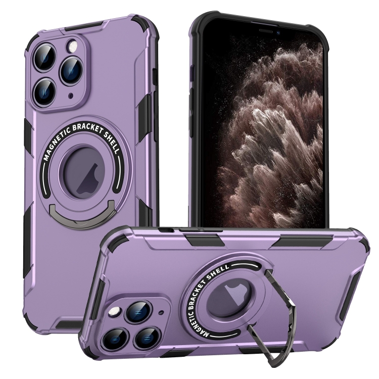 

For iPhone 11 Pro Max MagSafe Magnetic Holder Phone Case(Purple)