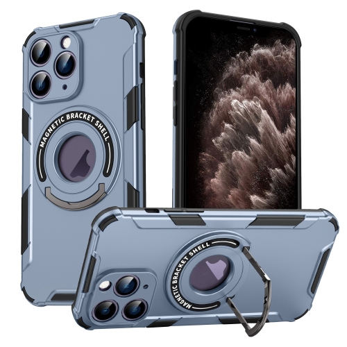 

For iPhone 11 Pro Max MagSafe Magnetic Holder Phone Case(Blue)